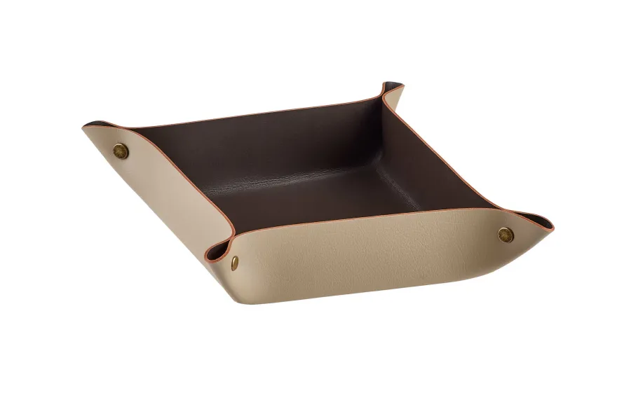 obrazek 1 Stylowa skórzana tacka na drobiazgi 14х14xH5 cm w kolorze cappuccino