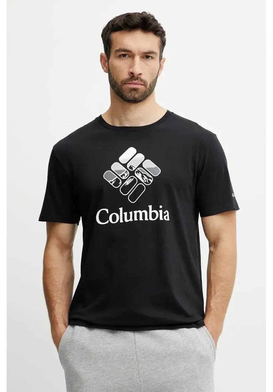obrazek 1 Columbia t-shirt bawełniany męski kolor czarny z nadrukiem