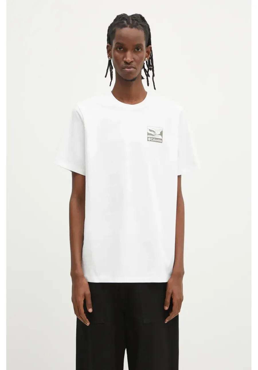 obrazek 1 Columbia t-shirt bawełniany Explorers Canyon męski kolor biały z nadrukiem 2036451.