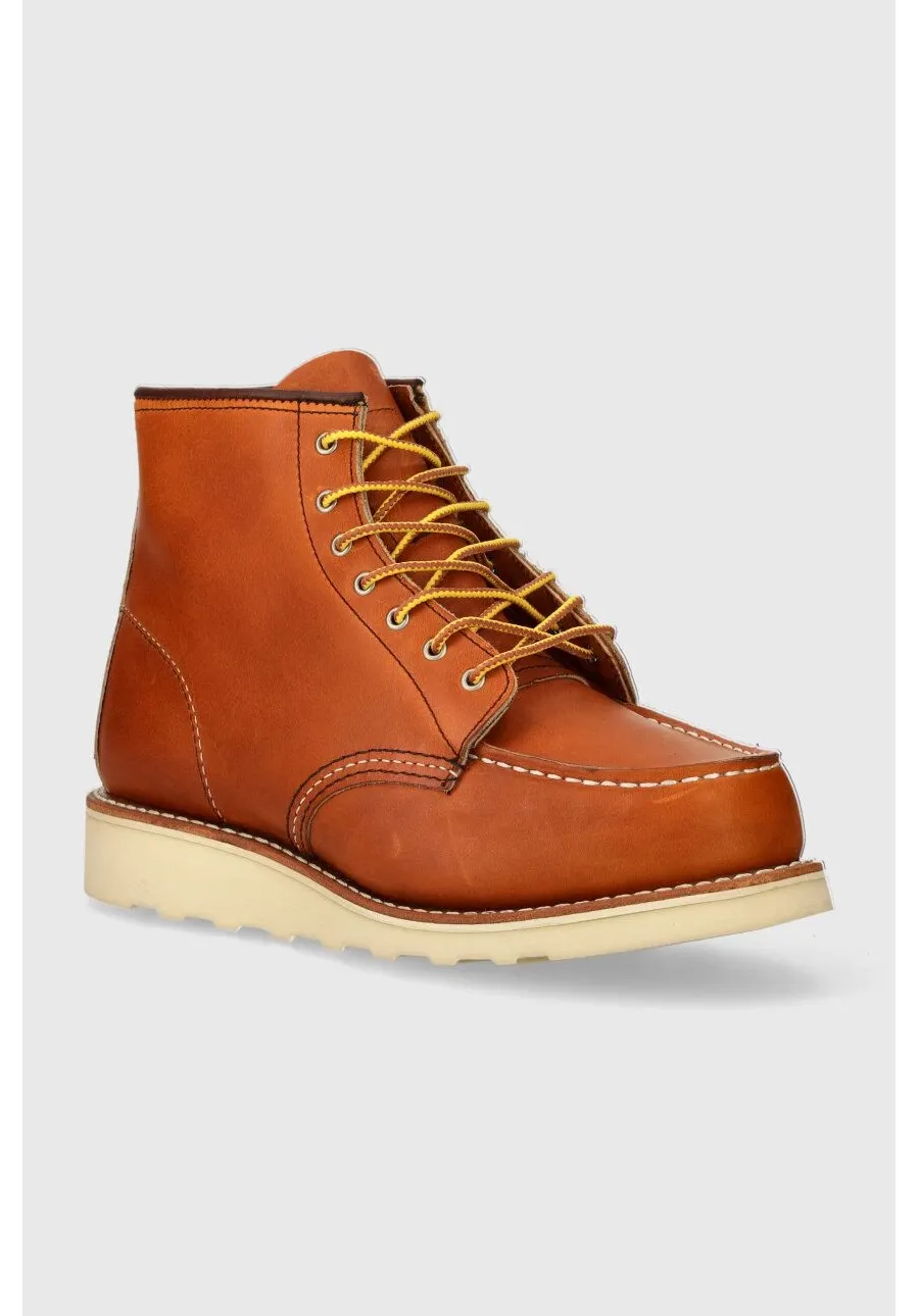 obrazek 1 Red Wing botki skórzane 6-Inch Moc Toe damskie kolor brązowy na płaskim obcasie 3375