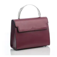 Picture Cherry leather and silver flap bag – Pampaloni