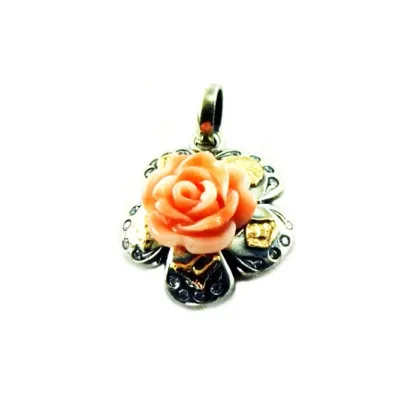 Picture Pendant - rose made of coral