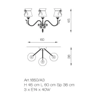 Picture Three-light wall lamp with flowers in Murano glass and cast brass - Il Paralume Marina