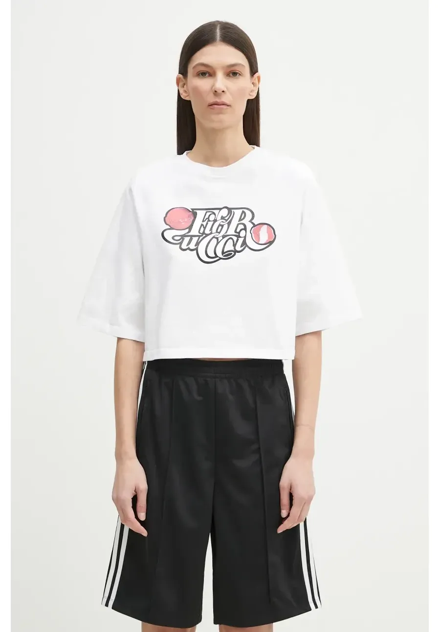 obrazek 1 Fiorucci t-shirt bawełniany Curly Lollipop Logo Cropped Padded damski kolor biały U02SPTSH106CJ01WH01