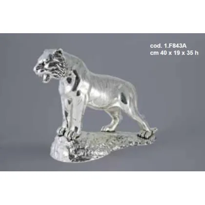 Zdjęcie Posrebrzany tygrys na skale jako ozdoba do domu - ArtBe