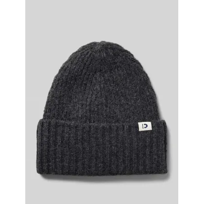 Zdjęcie Czapka beanie z prążkowanej dzianiny z naszywką z logo na brzegu