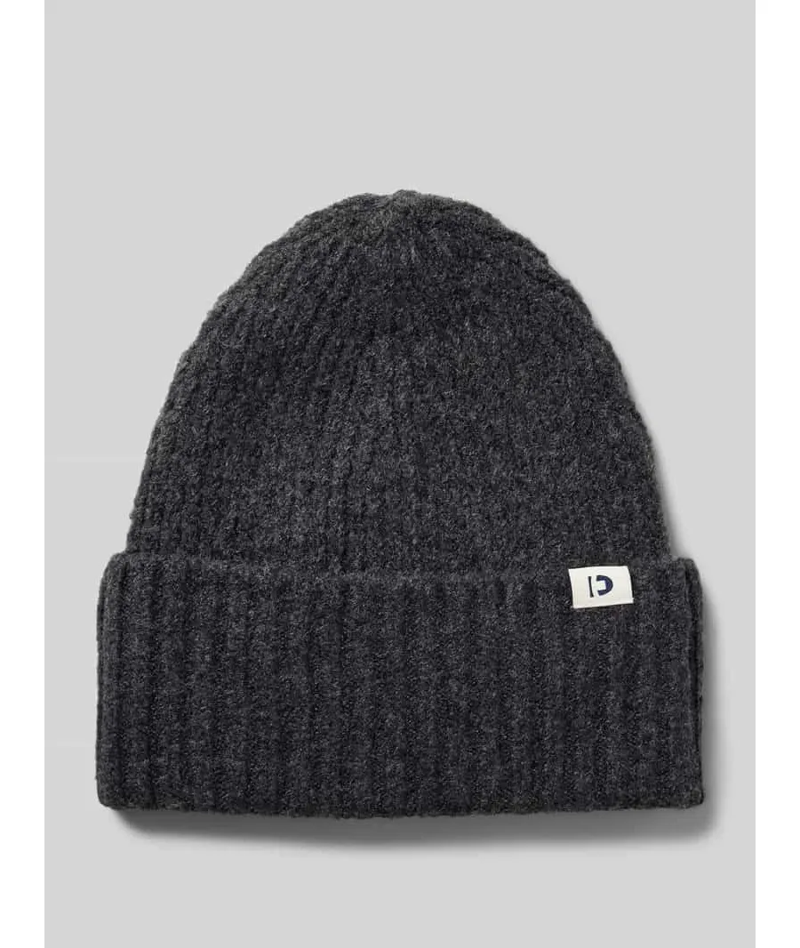 obrazek 1 Czapka beanie z prążkowanej dzianiny z naszywką z logo na brzegu