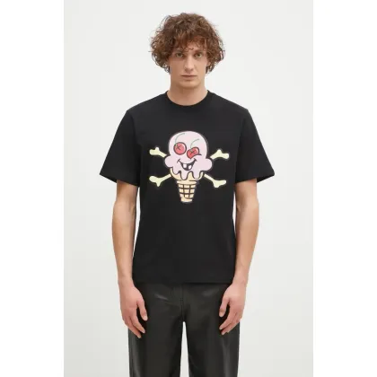 Zdjęcie ICECREAM t-shirt bawełniany Cones & Bones męski kolor czarny z nadrukiem IC24346