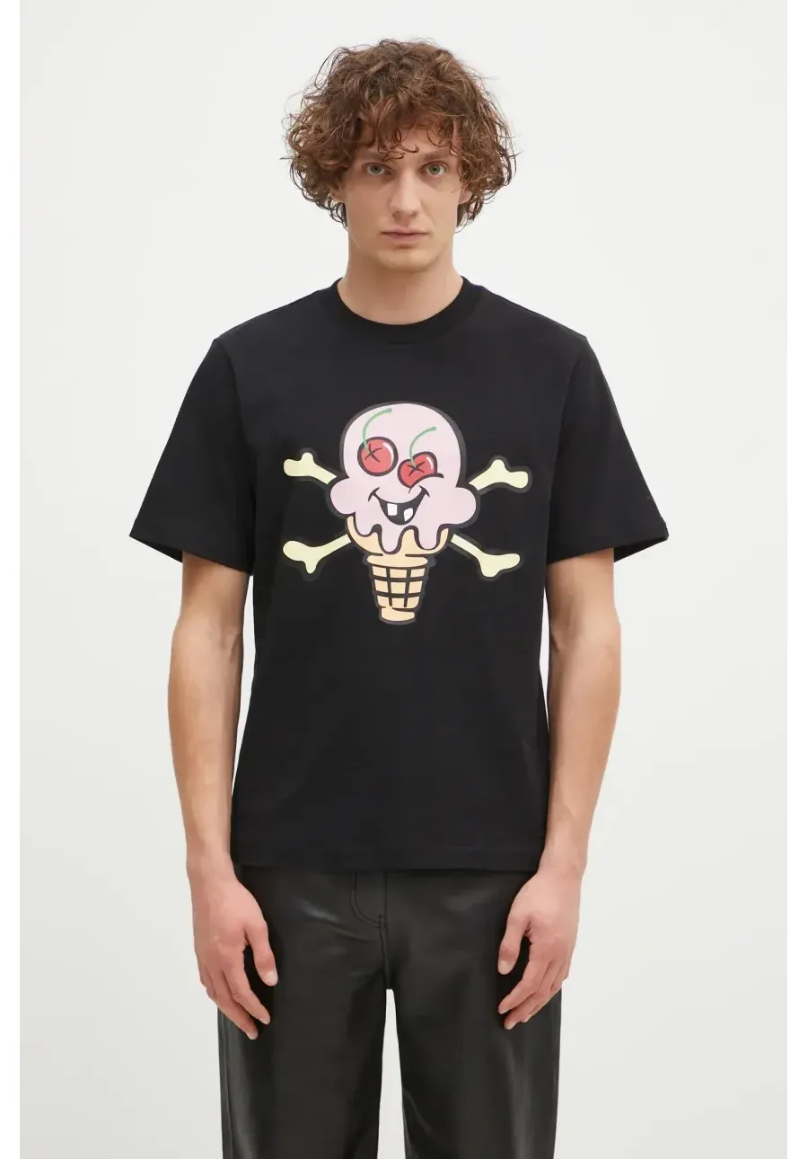 obrazek 1 ICECREAM t-shirt bawełniany Cones & Bones męski kolor czarny z nadrukiem IC24346