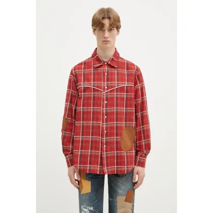 Zdjęcie Andersson Bell koszula Noah Patch Check męska kolor czerwony regular z kołnierzykiem klasycznym atb1238m