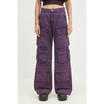 Zdjęcie Alpha Industries spodnie bawełniane Multipocket Pant kolor fioletowy szerokie high waist 148022