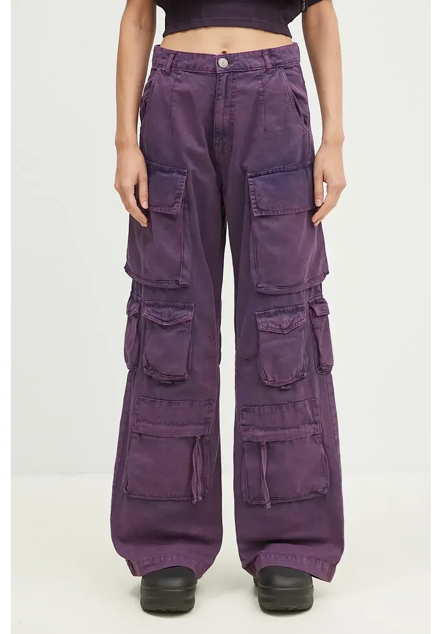 obrazek 1 Alpha Industries spodnie bawełniane Multipocket Pant kolor fioletowy szerokie high waist 148022