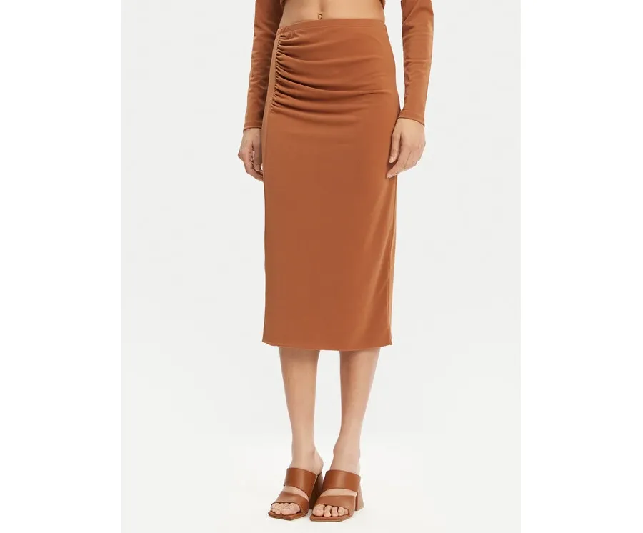 obrazek 1 ViCOLO Spódnica midi UD0010 Brązowy Regular Fit