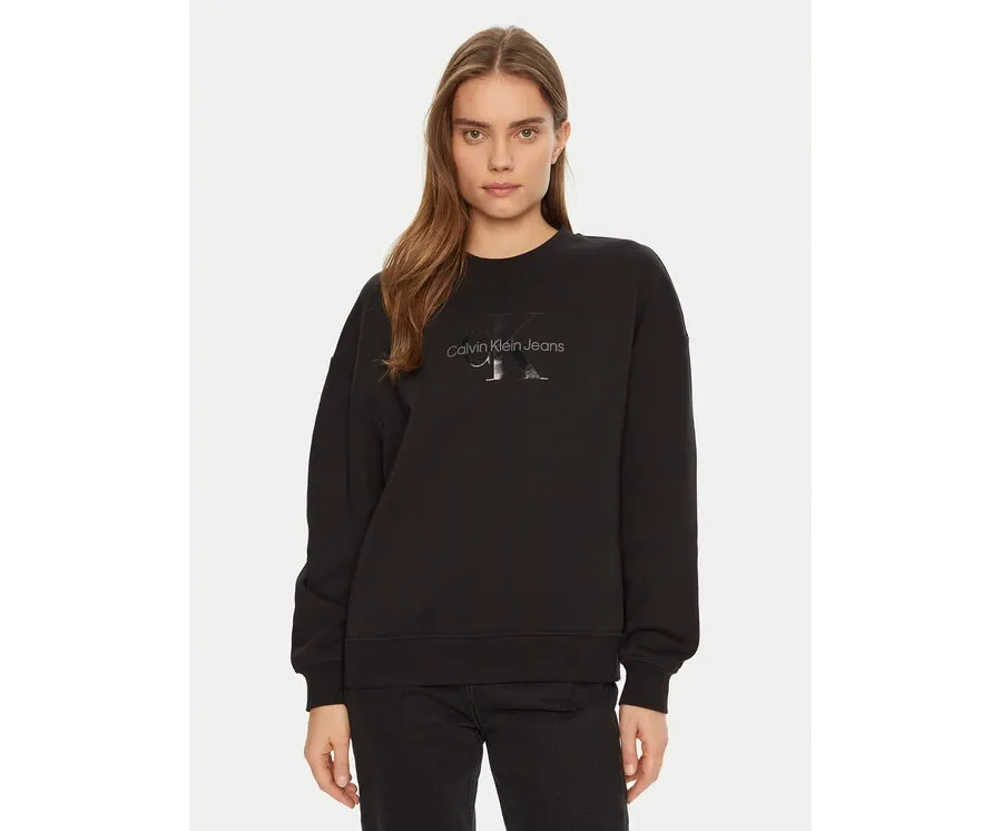obrazek 1 Calvin Klein Jeans Bluza Glossy Monologo J20J224724 Czarny Regular Fit