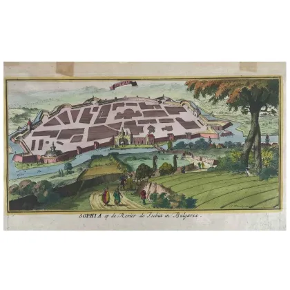 Zdjęcie Widok Sophii wytrawiony na kartce z szerokimi marginesami - Jaan Peeters połowa XVII w