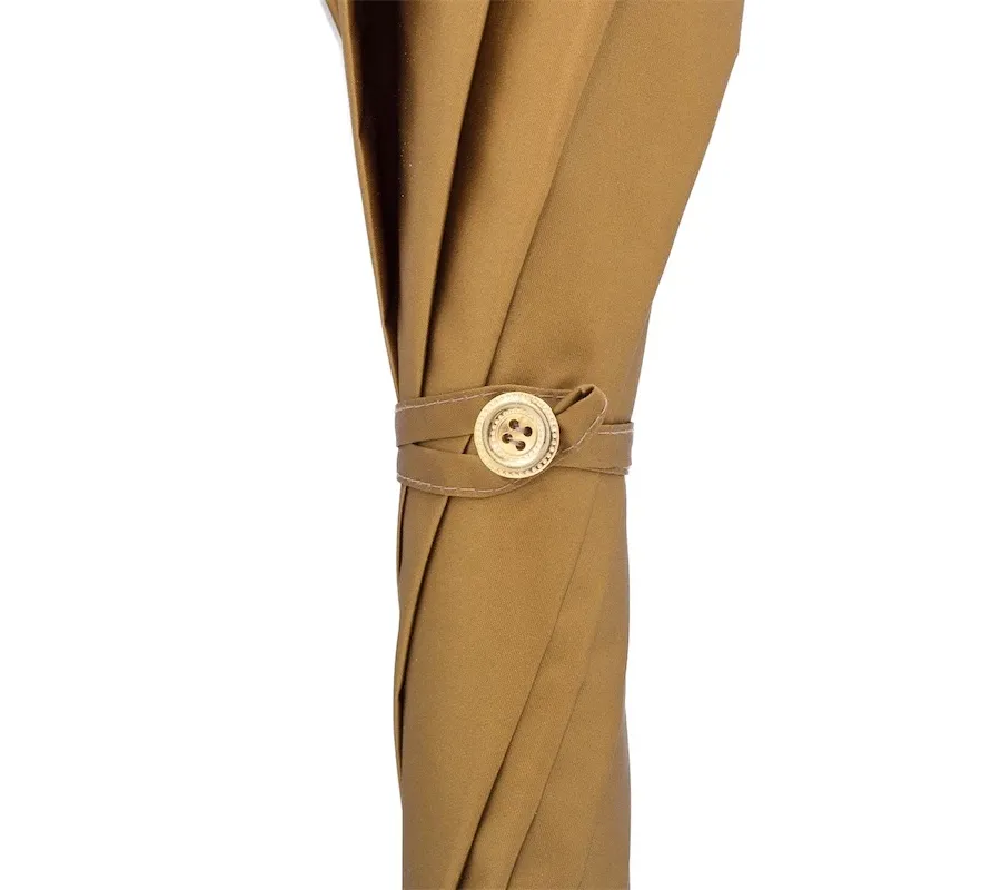 obrazek 4 Stylowy brązowy parasol damski z rączką zdobioną złotą głową lwa – Pasotti