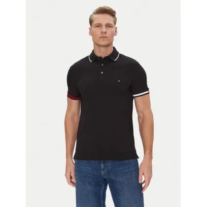 Zdjęcie Tommy Hilfiger Polo Flag Cuff MW0MW38458 Czarny Slim Fit