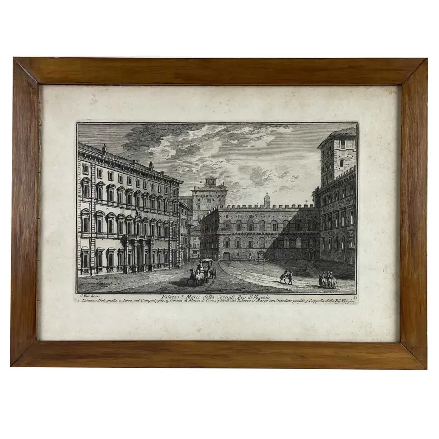 obrazek 1 Gustowny antyczny wydruk widok Palazzo San Marco XVIII wiek