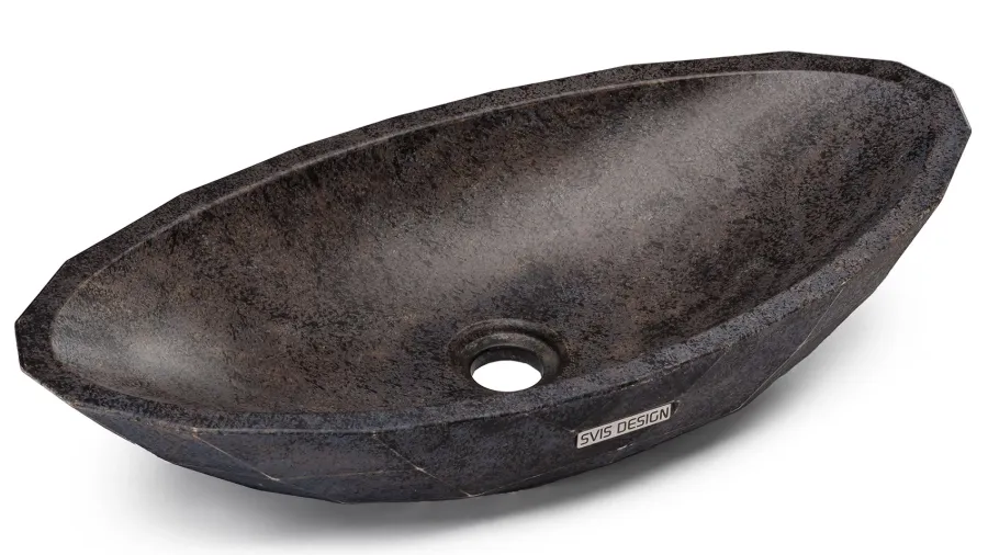obrazek 2 Piękna umywalka 60 cm DIAMOND BASIC – DARK STONE, niebieski, ochra i czarny, lakier matowy