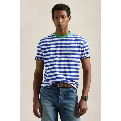 Zdjęcie Polo Ralph Lauren t-shirt bawełniany męski kolor niebieski wzorzysty 710958202