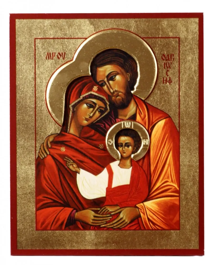 obrazek 2 Niepowtarzalna Ikona Złocona z nimbem Święta Rodzina 25x31 cm
