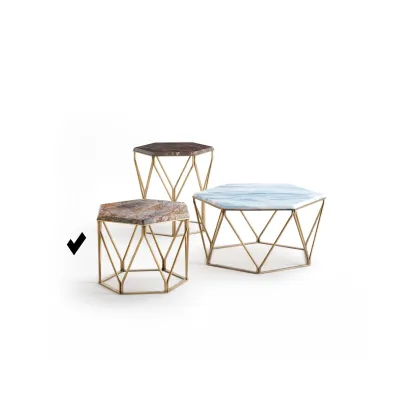 Zdjęcie Designerski stolik kawowy z sześciokątnym blatem 80x69cm - Ulivi Salotti