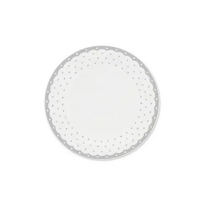 Zdjęcie Piękny spodek z porcelany zdobiony geometrycznym szarym ornamentem – wariant 1 – Leander