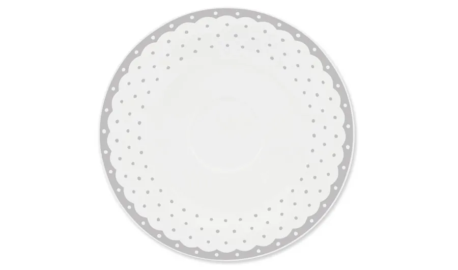 obrazek 1 Piękny spodek z porcelany zdobiony geometrycznym szarym ornamentem – wariant 1 – Leander