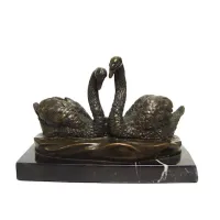 Picture Luxurious bronze and marble sculpture of a pair of swans