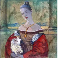 Zdjęcie Krzysztof Trzaska, obraz Koziorożec z cyklu Znaki Zodiaku, akryl/płótno, 50x50, 2018