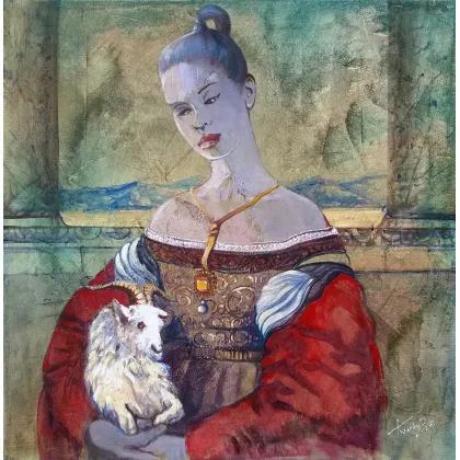 Zdjęcie Krzysztof Trzaska, obraz Koziorożec z cyklu Znaki Zodiaku, akryl/płótno, 50x50, 2018