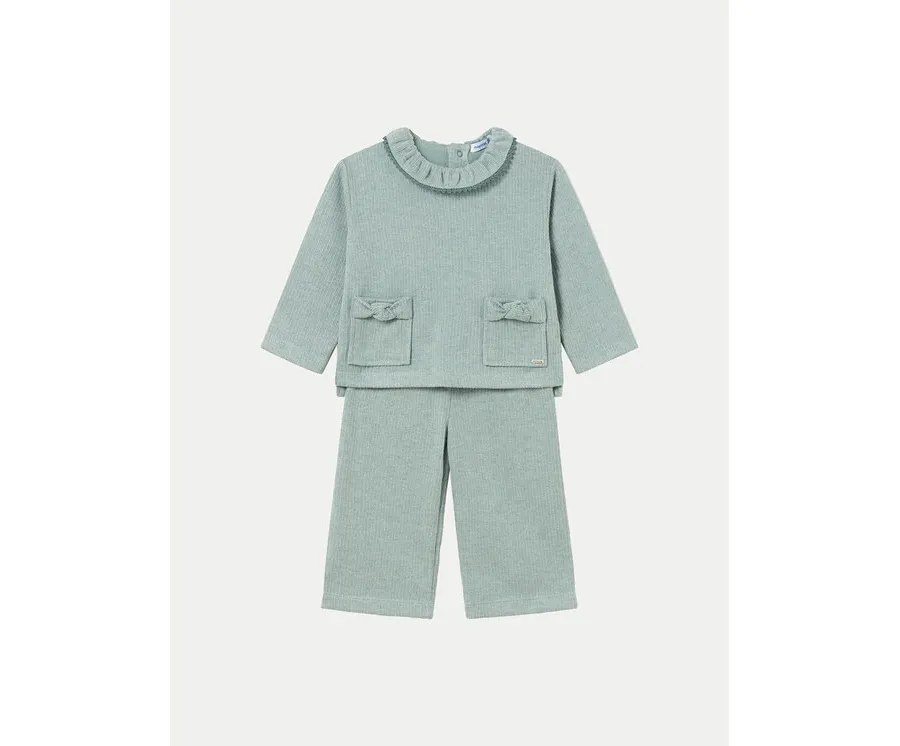 obrazek 1 Mayoral Komplet sweter i spodnie materiałowe 2550 Zielony Regular Fit