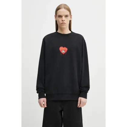 Zdjęcie Marcelo Burlon bluza bawełniana Bunny Heart Regular Crewneck Black Red męska kolor czarny z nadrukiem CMBA009S25FLE0031025