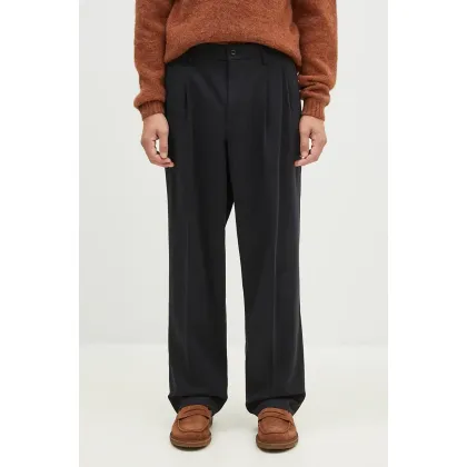 Zdjęcie Norse Projects spodnie z domieszką wełny Benn Relaxed Cotton Wool Twill Pleated Trouser kolor czarny w fasonie chinos N25.0395.9999