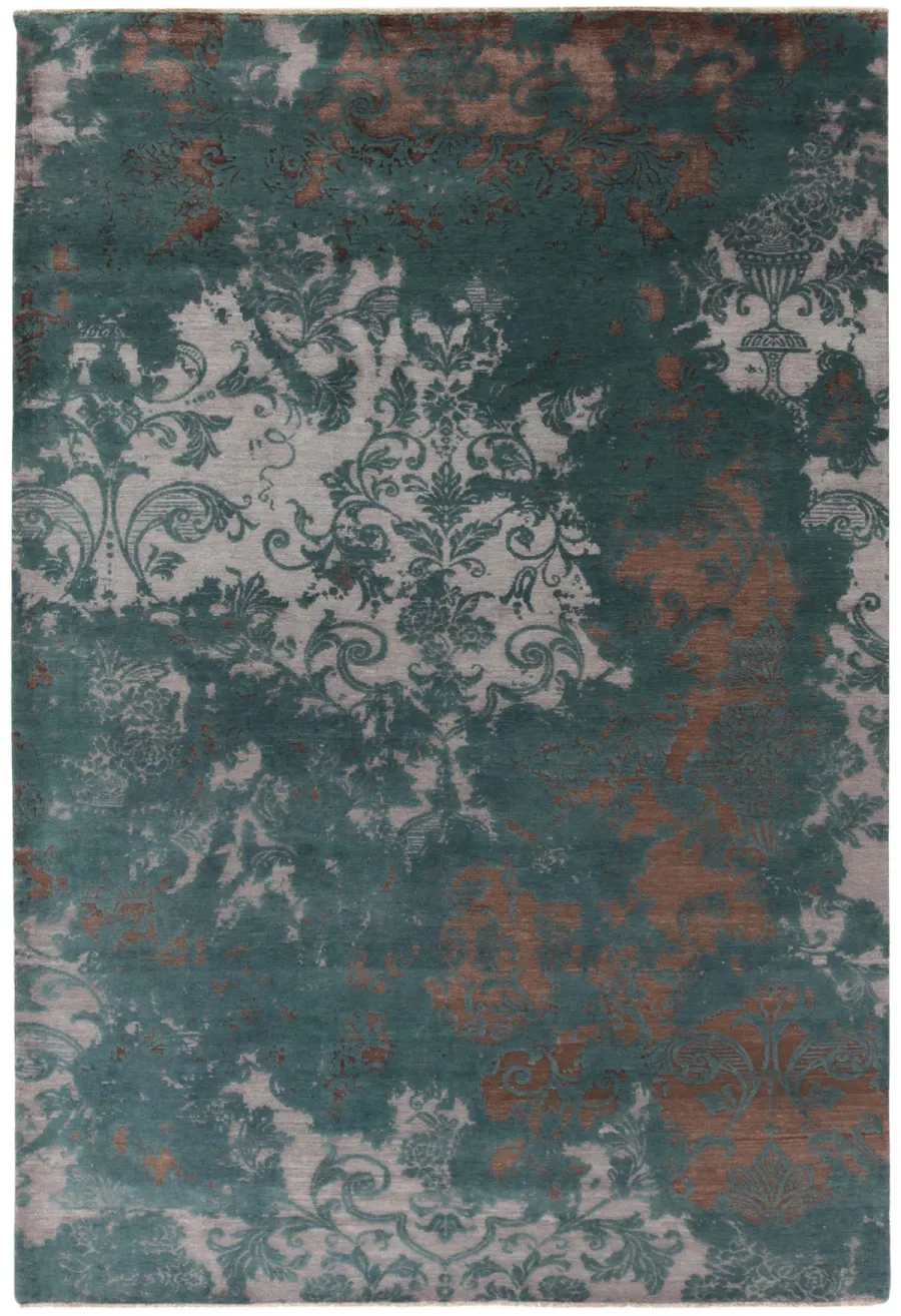 obrazek 1 Prestiżowy zielony ekskluzywny dywan 3D - DAMASK 7084