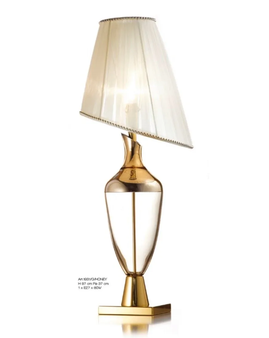 obrazek 1 Lampa stołowa ze szkła Murano „Miodowy” z efektem lustra – Il Paralume Marina