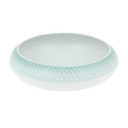 Zdjęcie Biało-turkusowa porcelanowa mała miska na sałatki z kolekcji Venezia z reliefowym ornamentem - Vista Alegre