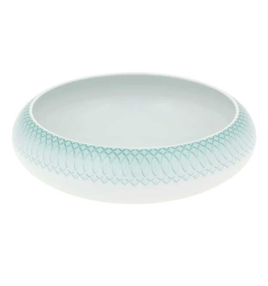 obrazek 1 Biało-turkusowa porcelanowa mała miska na sałatki z kolekcji Venezia z reliefowym ornamentem - Vista Alegre