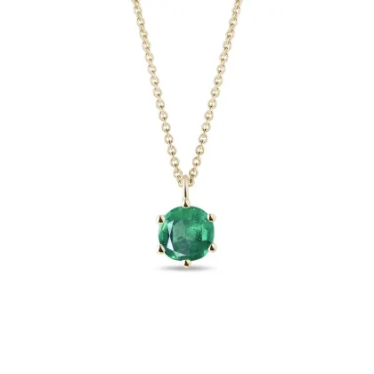 Zdjęcie Złoty wisiorek z okrągłym szmaragdem KLENOTA