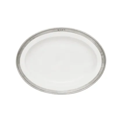 Picture Oval plate made of pewter and ceramics for the dining room