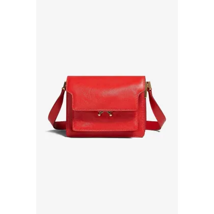 Zdjęcie Marni torebka skórzana Marni Shoulder Bag SBMP0075Y0 P2644 kolor czerwony SBMP0075Y0.P2644-GRANATOWY