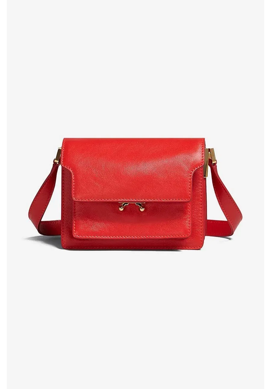 obrazek 1 Marni torebka skórzana Marni Shoulder Bag SBMP0075Y0 P2644 kolor czerwony SBMP0075Y0.P2644-GRANATOWY