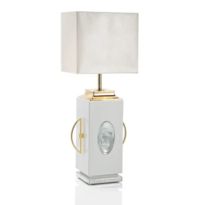 Zdjęcie Lampa biurkowa C70 z ceramiki, szkła odlewanego i lustrzanego z kameą