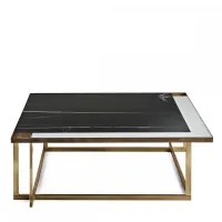 Zdjęcie Kwadratowy stolik kawowy z mosiężną ramą H.40xL.110xP.110 cm