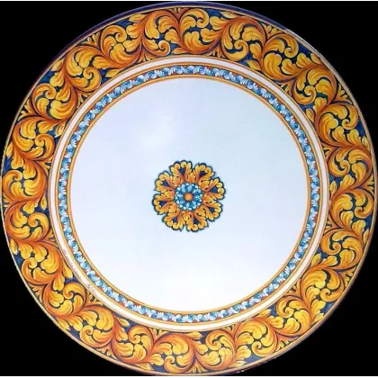 Zdjęcie Okrągły blat do ogrodu wykonany z lawy i ceramiki z pięknym ozdobnym motywem - Ceramiche Valchida