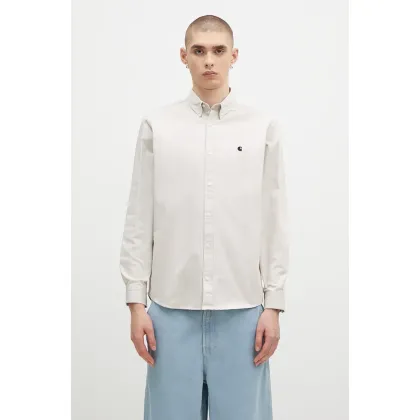 Zdjęcie Carhartt WIP koszula bawełniana Longsleeve Madison Shirt męska kolor beżowy regular z kołnierzykiem button-down I023339.2DUXX