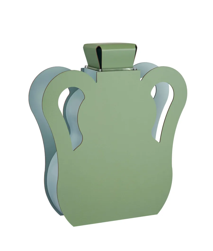 obrazek 2 Skórzany wazon Otto 9x40xH45 cm w stylowym kolorze liści eukaliptusa