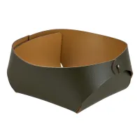 Zdjęcie Piękny skórzany koszyk 20x20xH9 cm w kolorze oliwkowym