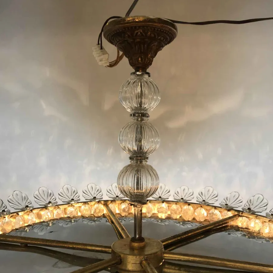obrazek 10 Duża lampa sufitowa z brązu i kryształu o okrągłym kształcie ograniczonym koroną