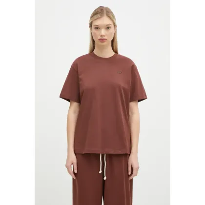 Zdjęcie New Balance t-shirt bawełniany Athletics Jersey damski kolor brązowy WT41501ROK